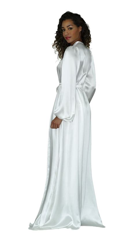White Silk Floor Length Robe 100 Silk Peignoir Bridal Etsy