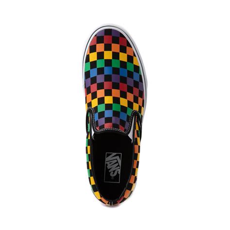 Vans Slip On Rainbow Checkerboard Skate Shoe Black Multicolor