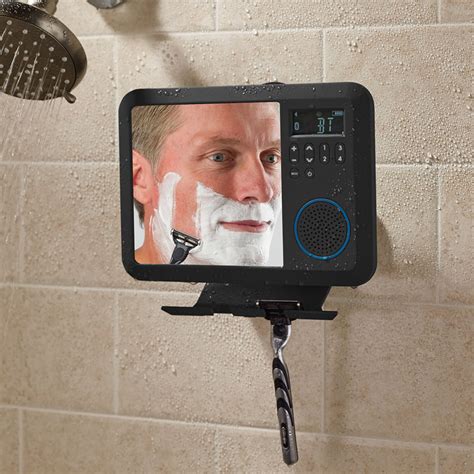 The Only Bluetooth Shower Mirror Radio Hammacher Schlemmer