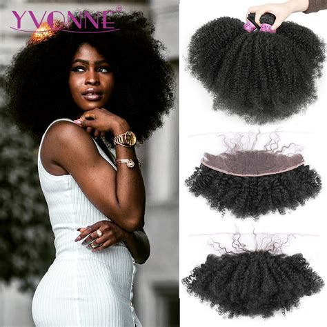 Yvonne 4A 4B Afro Kinky Curly Virgin Brazilian Hair Weave Bundles With