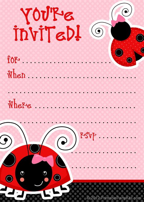 You need to match the design with the purpose of the party. Free Printable Party Invitations: Free Ladybug Invite ...