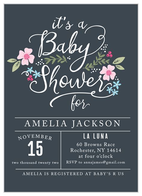 Garden Flowers Baby Shower Invitations