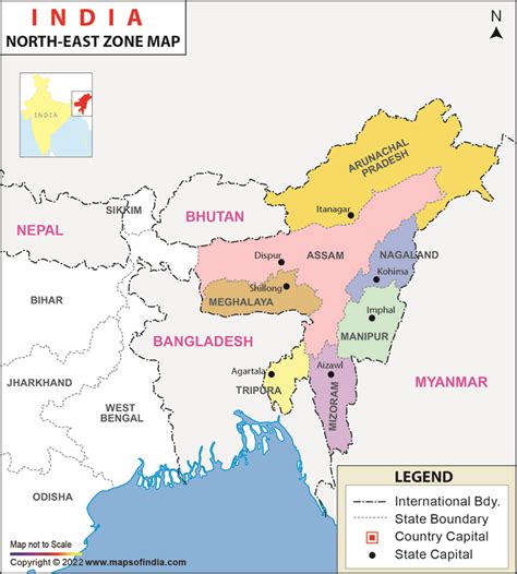 North East India Map Seven Sisters Of India