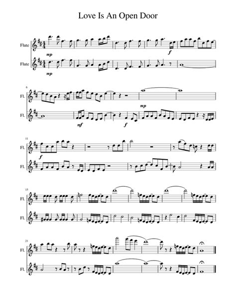 Love Is An Open Door Sheet Music For Flute Download Free In Pdf Or