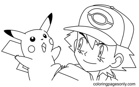 Satoshi And Pikachu Coloring Pages Pikachu Coloring Pages Coloring