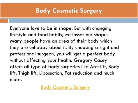 Ppt Dr Gregory M Casey Explains Cosmetic Surgery Powerpoint