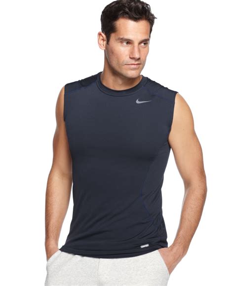 Nike Pro Combat Dri Fit Fitted Sleeveless Tee In Black For Men Lyst