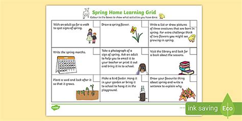 Early Level Spring Cfe Homework Grid Teacher Made Twinkl