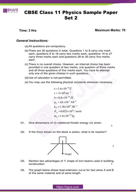 Cbse Class 11 Physics Sa Ii Sample Question Paper By Panel Of Experts