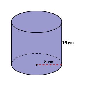 Find the volume of a cylindrical canister with radius 7 cm and height 12 cm. Volume of a Cylinder