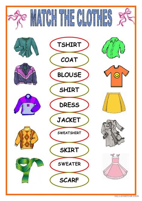 Clothes Matching English Esl Worksheets Pdf And Doc