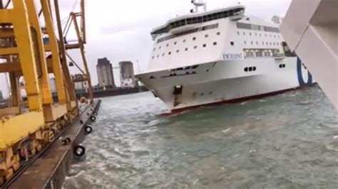 Fox News Ferry Slams Into Crane In Barcelona Port Sparking Fire In Shocking Video Fender Bender