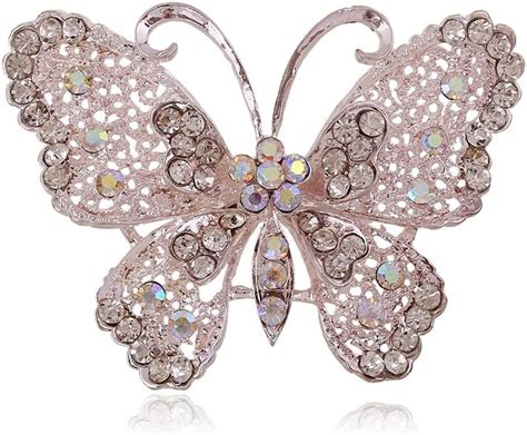 Kanggest Broche Para Mujer Creativa Moda Rhinestone Mariposa Broche Pin