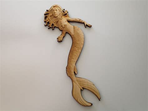 Wooden Mermaid | Wood crafts, Sea life wall art, Engraved wood