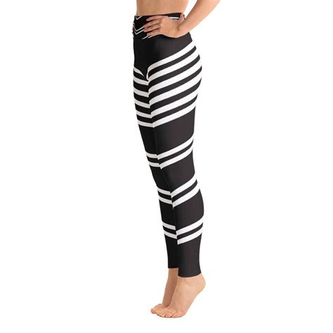 Black And White Striped Yoga Pants Leggings