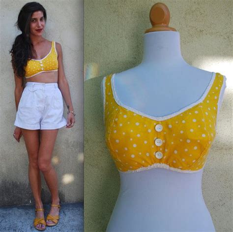 Vintage 60s 70s Itsy Bitsy Teeny Weeny Yellow Polka Dot Bikini Etsy Yellow Polka Dot Bikini