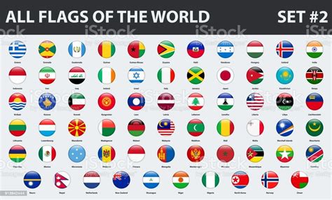 All Flags Of The World In Alphabetical Order Round Glossy Style Set 2