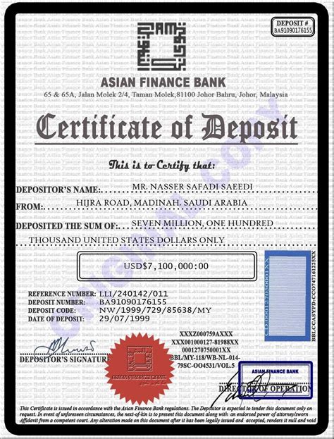 Certificate Of Deposit Template Free Printable Templates