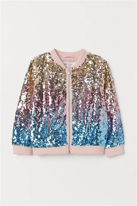 Bomber Jacket With Sequins Pinkmulticoloured Kids Handm In