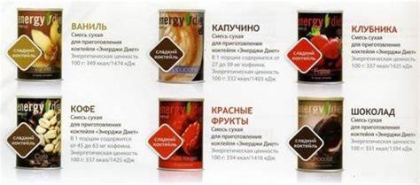 Вкусы коктейля энерджи диет