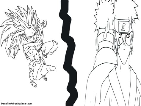 Goku Vs Kakashi Obito Lineart By Dannythehelper On Deviantart