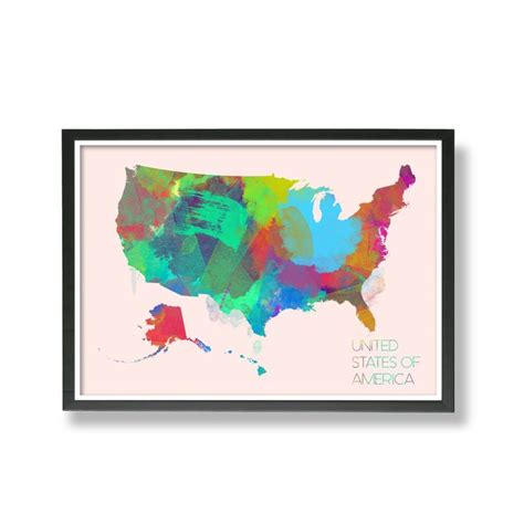 Usa Map Art United States Map Art Art Print Poster Usa Map Art