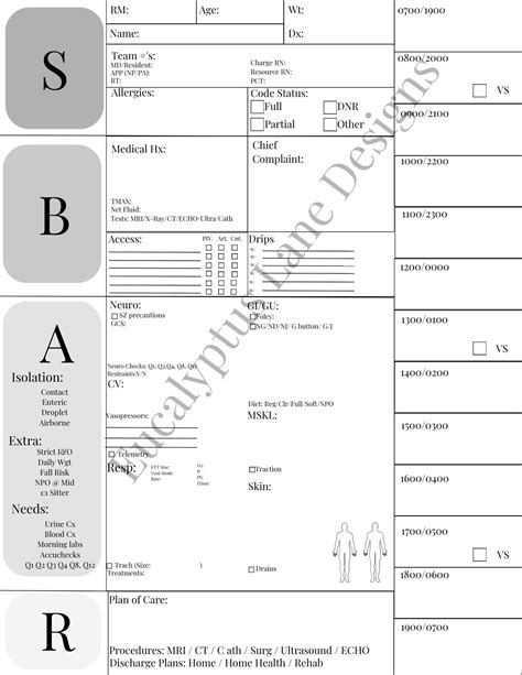 Printable Nursing Report Sheet Nurse Brainsbar Report Sheeticu
