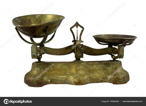 Antique Brass Balancing Weight Scale Isolated On White — Stock Photo