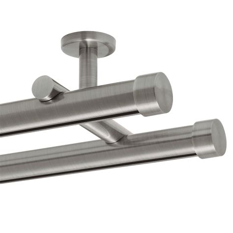 Straight curtain rod ,shower curtain curved rail ,shower rod curtain ,bath shower rail ,clawfoot tub shower curtain rod kit ,polished chrome shower curtain rod ,how to mount curtain rods ,shower curtain road ,shower curtain rails for baths ,shower curtain pole holder. 8' Aria Metal H-Rail Double Ceiling Mount Traverse Rod Kit ...
