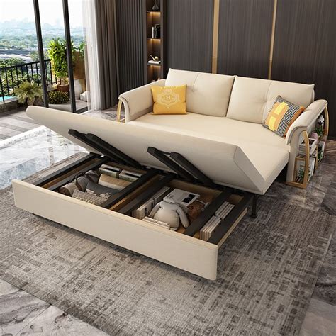 728 Convertible Full Sleeper Sofa Leath Aire Upholstered Storage Sofa