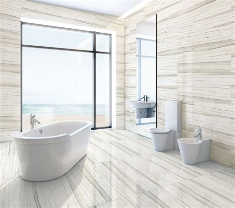 A wide range of colours, from natural floral and geometrical decors, romantic or minimalist designs to satisfy different tastes and create unique and personalised bathrooms. The contemporary bathroom with Stonepeak's porcelain floor ...
