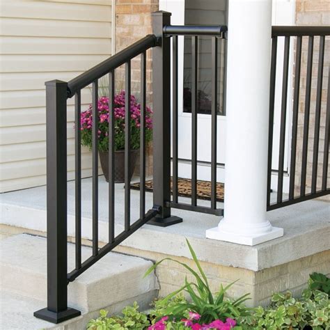 Spaceup step handrail 5ft aluminum railing 60x35 fits 0 to 5 steps transitional handrail handrail stair rail with installation kit for outdoor or indoor steps,mirror black. Lowes Handrail Exterior | Stair Designs
