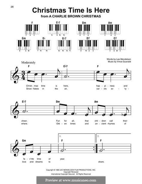 Charlie brown theme easy piano free music sheet. Christmas Time is Here (from A Charlie Brown Christmas), for Piano von V. Guaraldi auf MusicaNeo