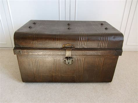 Japanned Metal Travelling Trunk Etsy Metal Blanket Chest Wrought Iron