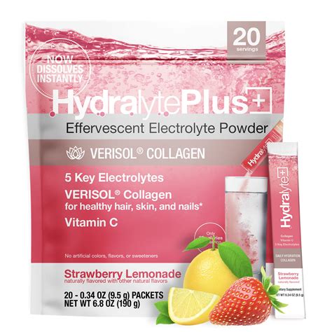 Buy Hydralyte Strawberry Lemonade Collagen Powder Packets Electrolyte