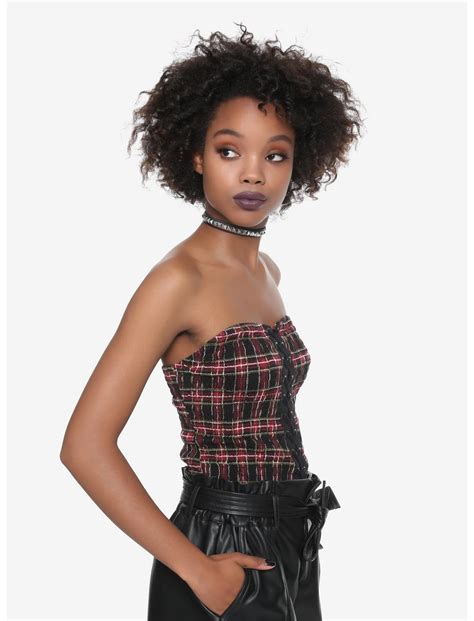 Plaid Smocked Lace Front Bustier Girls Tube Top Hot Topic