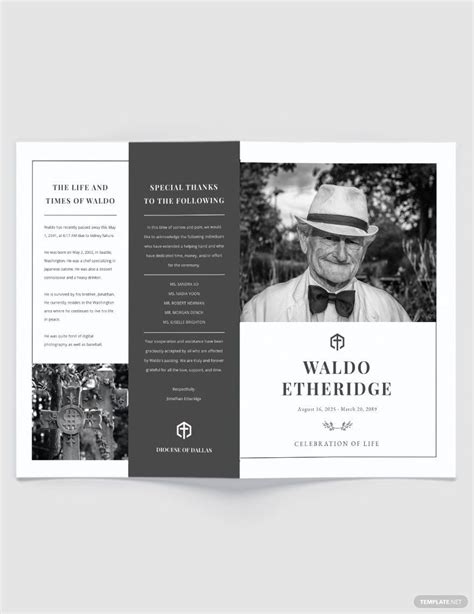 Celebration Of Life Funeral Program Bi Fold Brochure Template