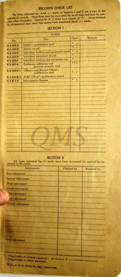 Us Army Records Jacket 1943