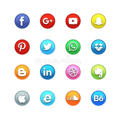 66 Circle Social Media Icons Black Editorial Image Illustration Of