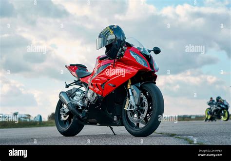 Beautiful Red Motorcycle On The Road Stock Photo Alamy