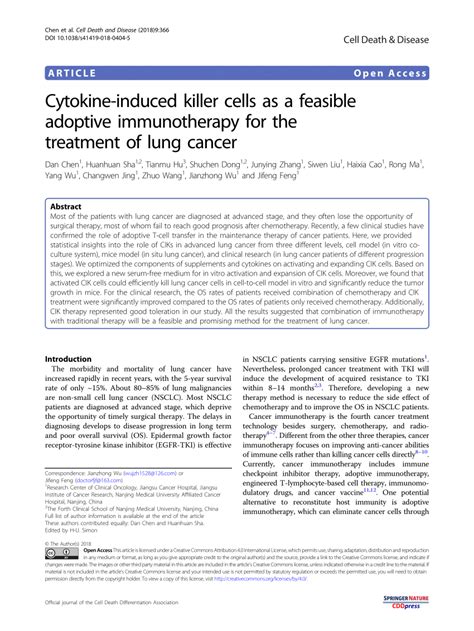 Pdf Cytokine Induced Killer Cells As A Feasible Adoptive