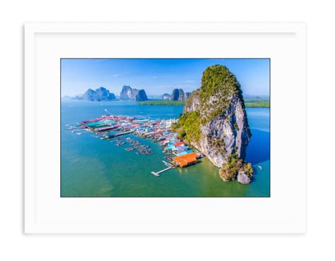 Aerial View Of Koh Panyee Ko Panyi In Phang Nga Bay Thailand Framed Photo Print Etsy