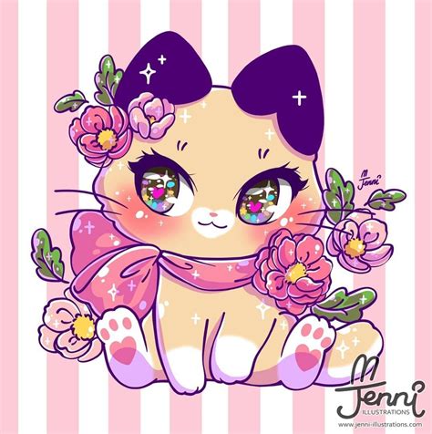 🌸🐰 j e n n i 🐰🌸 on instagram “spring latte kitty 💖🌸🌱🐱 been awhile since i drew some pretty