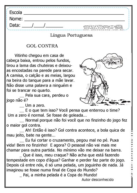 Texto Com Interpretação Para O 4 Ano Com Gabarito