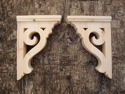 Rustic Shelf Brackets Wooden Corbels Farmhouse Decor Victorian Etsy