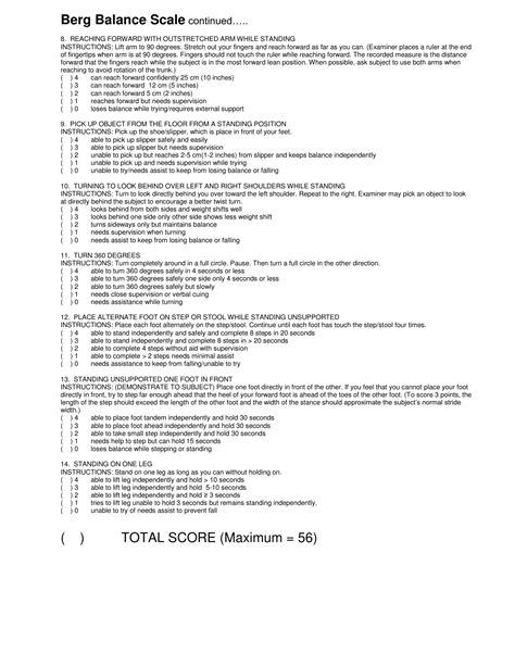 Berg Balance Scale Form Fill Out Sign Online And Download Pdf