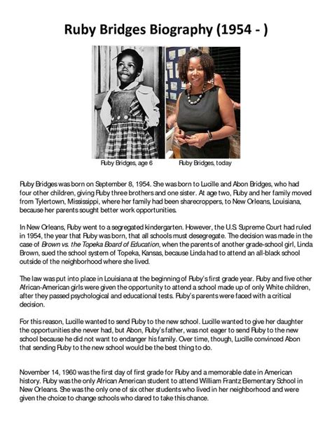 Ruby Bridges Biographydocx Black History Month Lessons Ruby Bridges