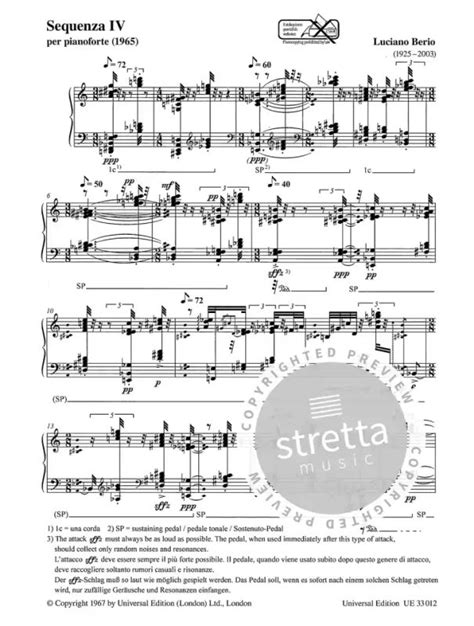 Sequenza Iv From Luciano Berio Buy Now In The Stretta Sheet Music Shop