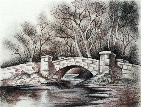 Old Stone Bridge Charcoal Drawing By Somnath Kundu Fine Art America