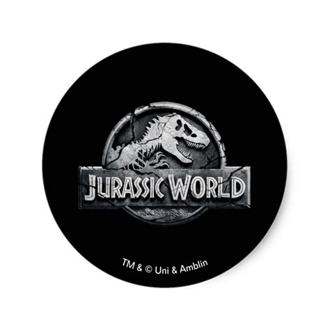 Jurassic World Logo Classic Round Sticker Custom Fan Art